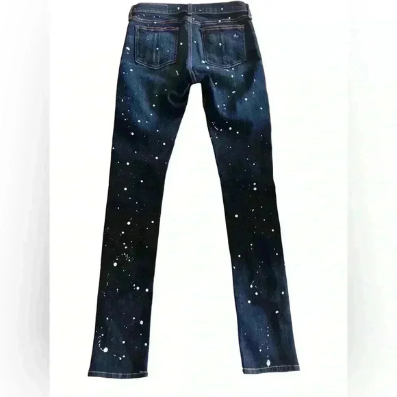 Rag and Bone “Paint Splatter” Skinny Jeans Dark Wash - Picture 10 of 10